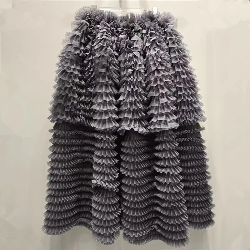 Gonna da ballo con torta a vita alta in stile design a strati in maglia dolce Gonna elegante da donna color albicocca per tutte le partite 2025