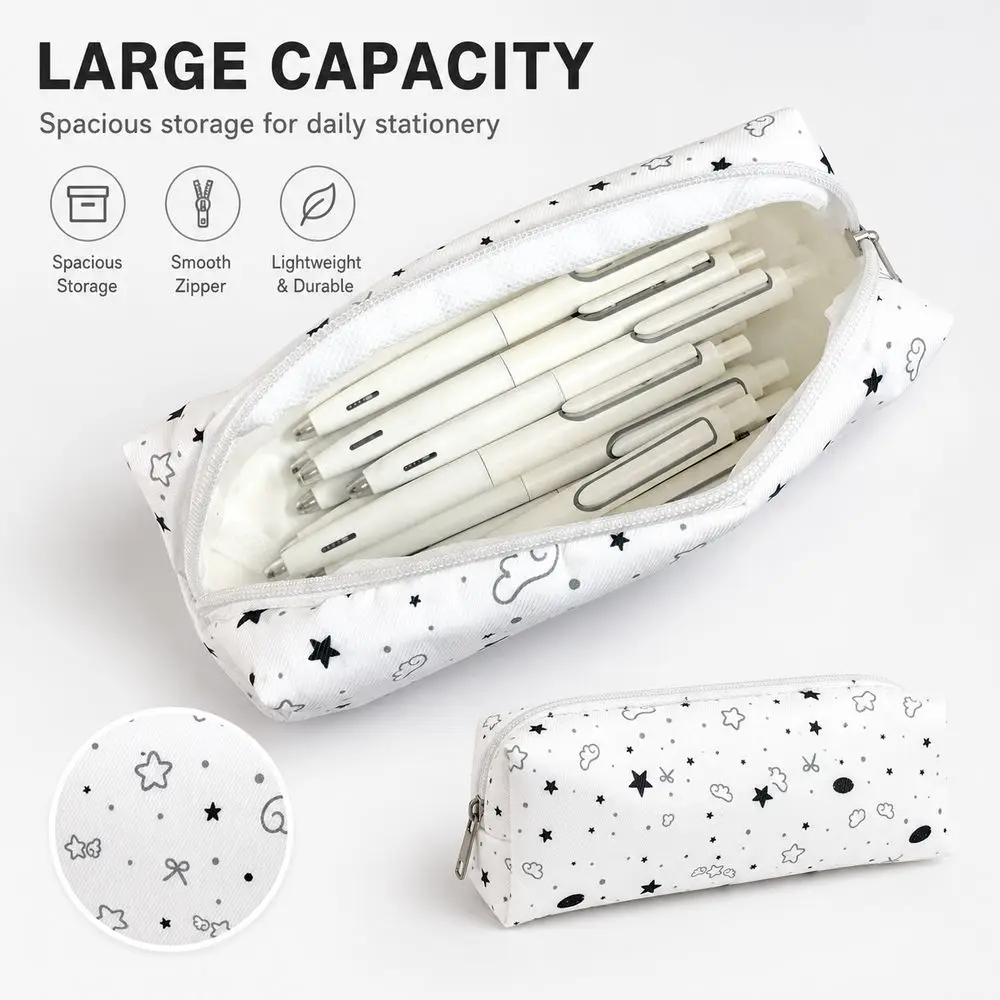 Polka Dot Polka Dot Pencil Case Large Capacity Wing Pattern Zipper Pencil Pouch Stylish Portable Fabric Pencil Case