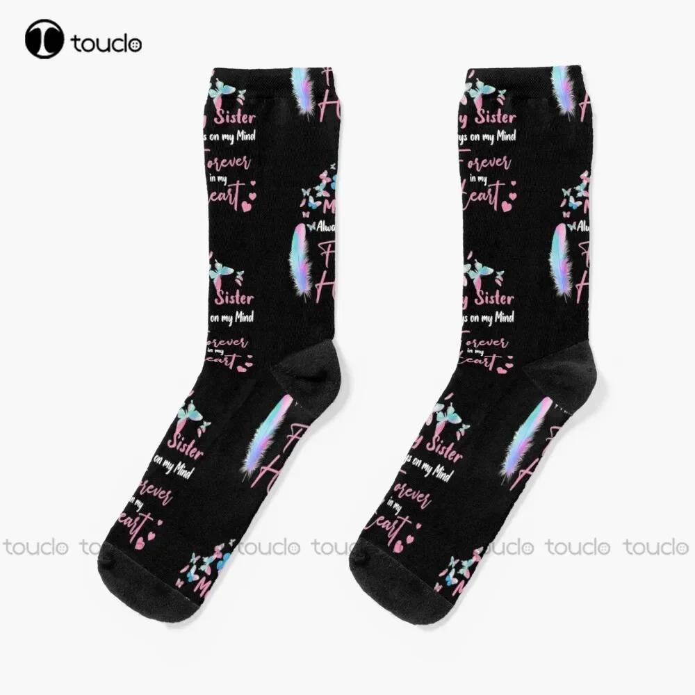 My Sister Always On My Mind Forever In My Heart Socks Long Socks For Women Unisex Adult Teen Youth Socks 360° Digital Print