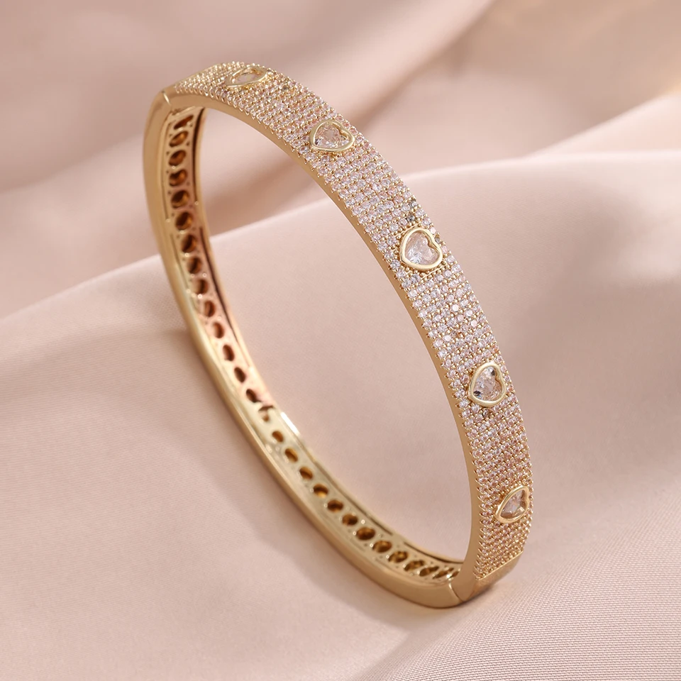 ZAKOL Neues nickelfreies, mikropavé-besetztes Herz-Armband mit kubischen Zirkonia für Damen, funkelndes CZ-Armband in Silber-/Goldfarbe, luxuriöser Schmuck, Geschenke – Detail 3
