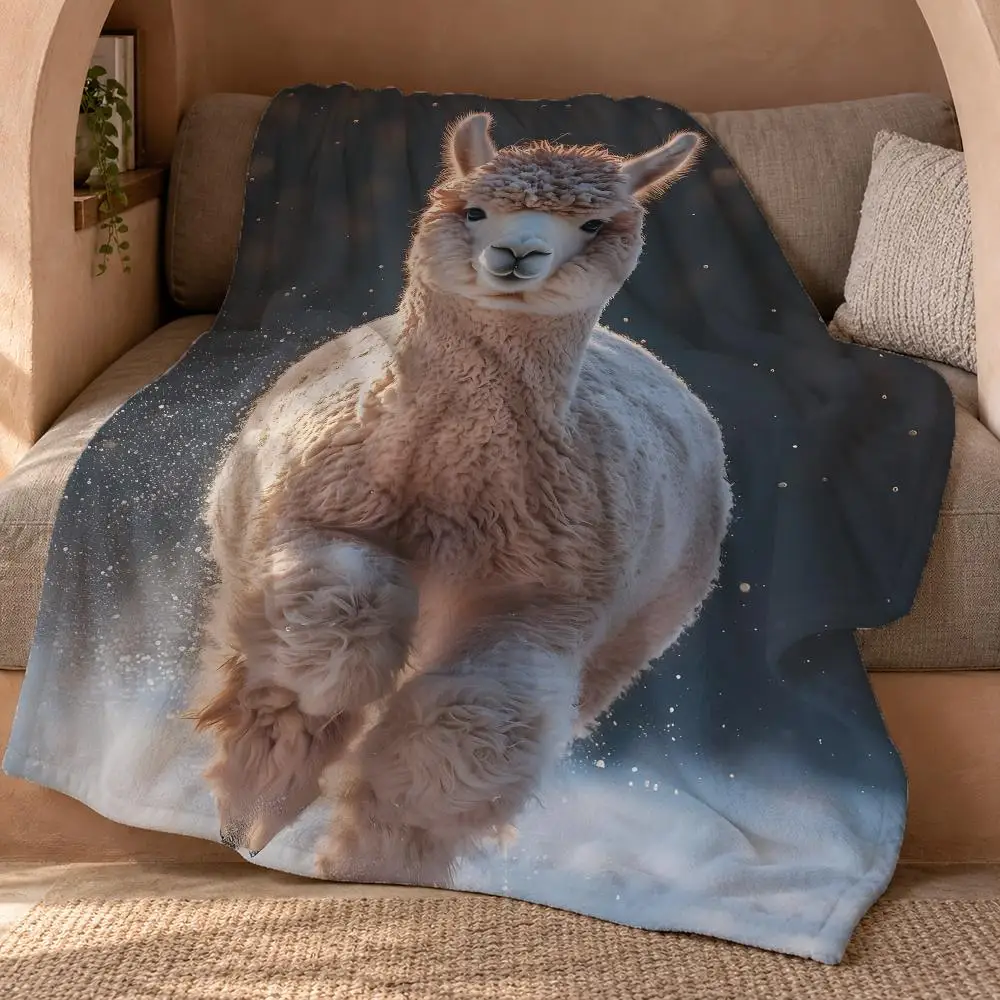 Alpaca Throw Double Sided Flannel Throw Blanket Soft Travel Camping Sofa Bed Home