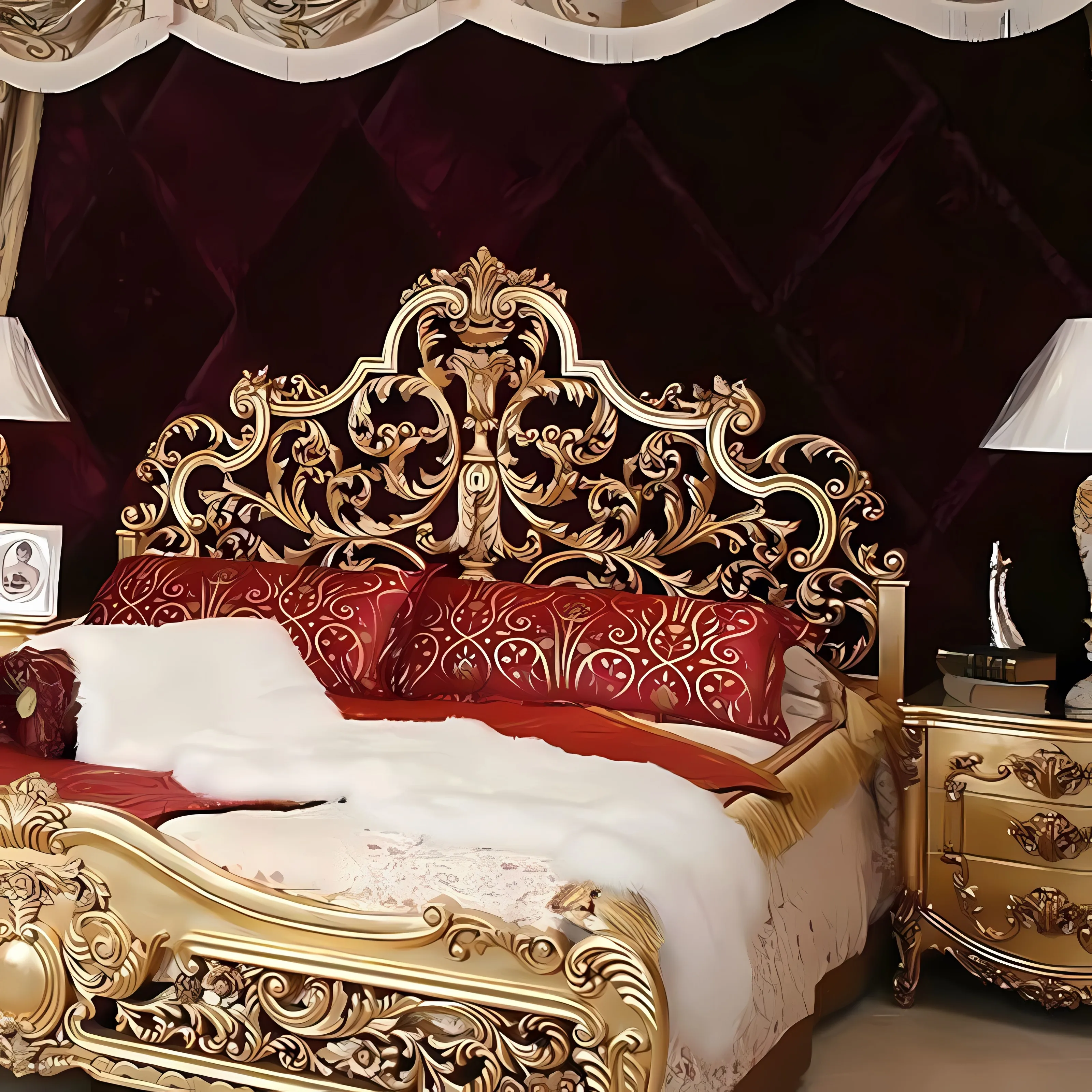 European double solid wood carved bed gold leaf princess bed French light luxury villa furniture