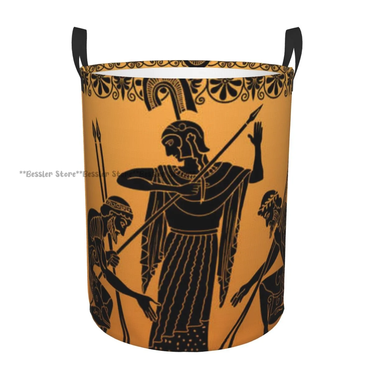 Ancient Greek The Dishes Two Warriors Waterproof Storage Bag Household Dirty Laundry Basket Folding Bucket Clothes Organizer