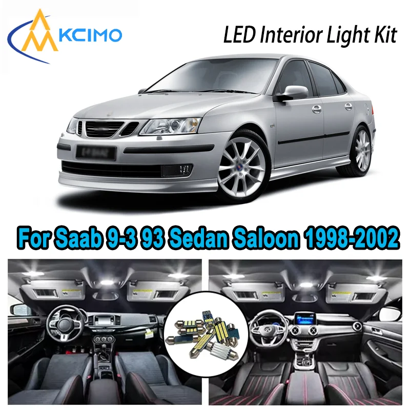 

Premium Bright LED Interior Light Kit for Saab 9-3 93 YS3D Sedan Saloon 1998-2002 Dome Map Trunk Car Lamps with Canbus No Erro