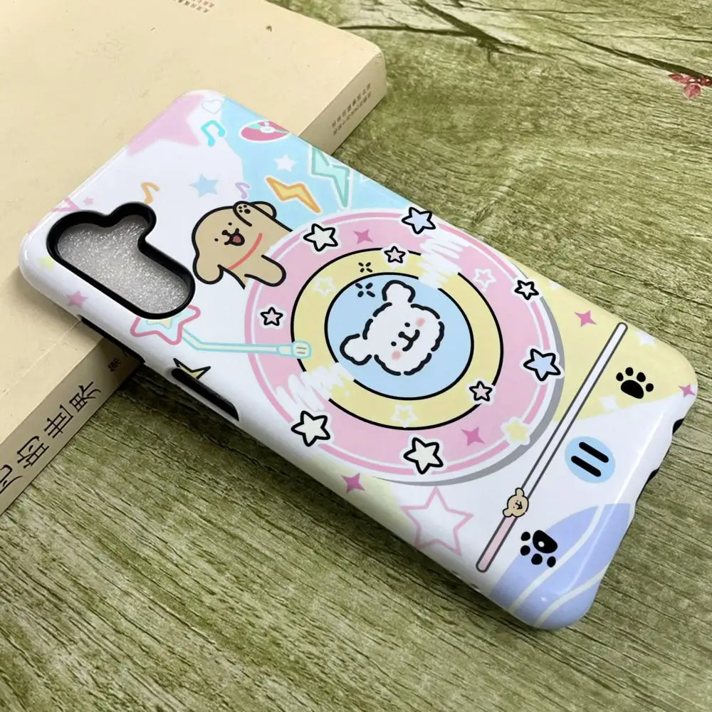

Line Puppy Phone Case for SamsungS25 Film Shell GalaxyS24Ultra 23plus S22 21 A56 36 26 16 Luxury Double layer Cover