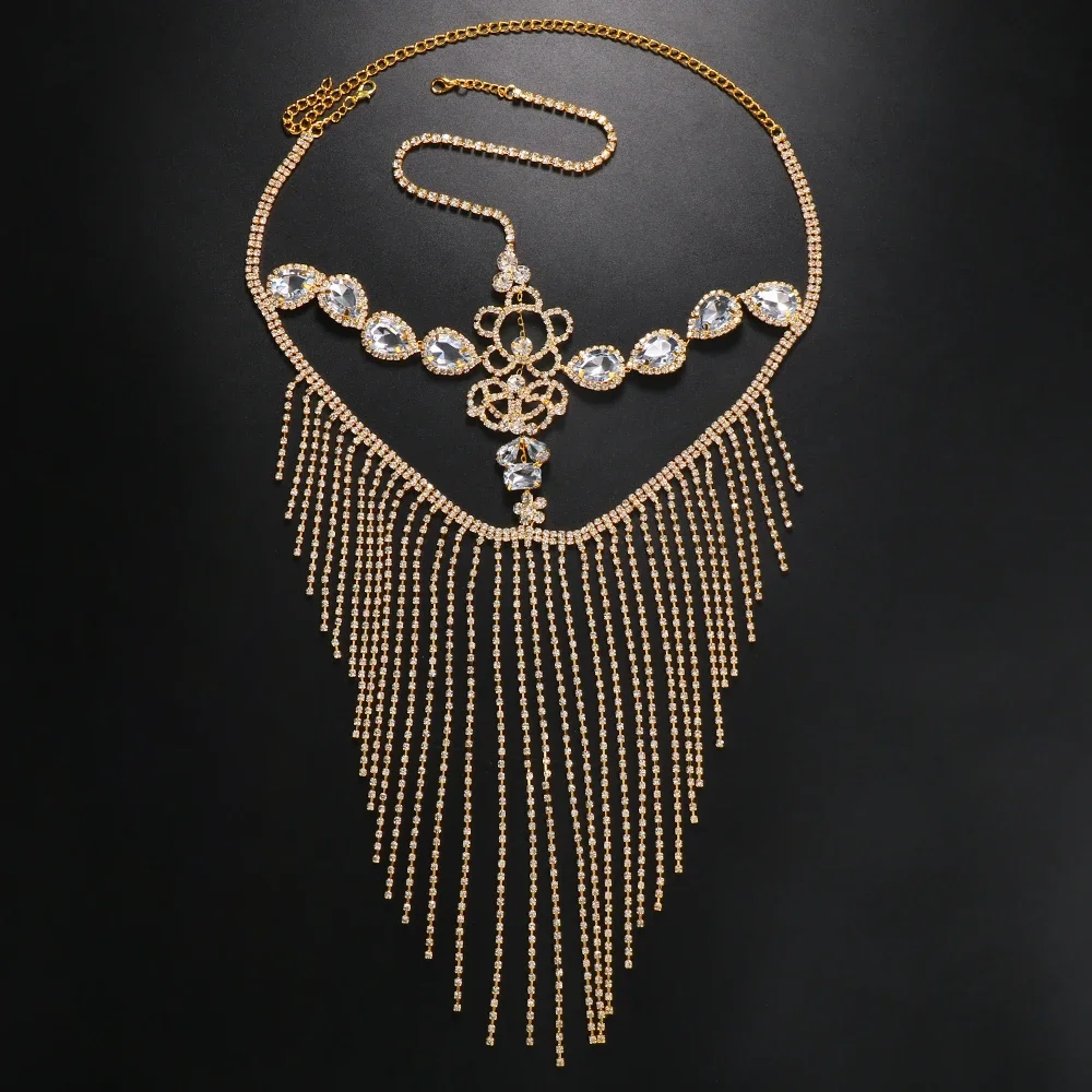 Fashion Crystal Facial Rhinestone Fringe Masquerade Mardi Gras Tassel Mask Jewelry for Women Decorative Hair Face Chain Party