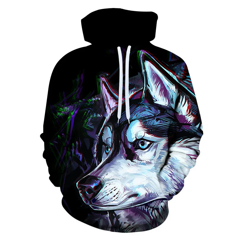 2023 New Personality Men Spring Autumn Animal Wolf Graphic Hoodies 3D Hooded Sweatshirts Pullovers Women Casual Tops Couple Coat