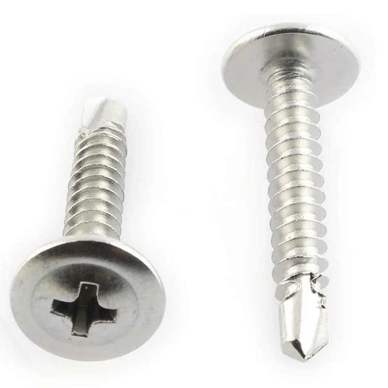 Hinge Outlet Satin Nickel Wood Screws ,#8 1 Inch Truss Head Phillips Drive Drill Point Tek Standoff (Pack/50)