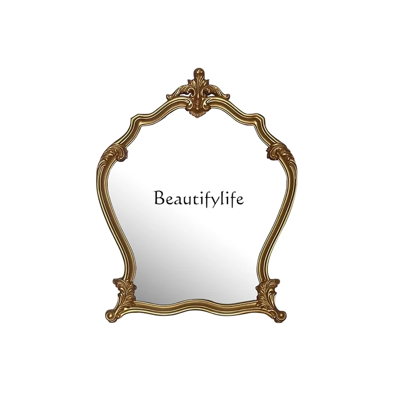 

Vintage Carved Bathroom Mirror American Style Entrance Fireplace Decorative Mirror European Style LED Smart