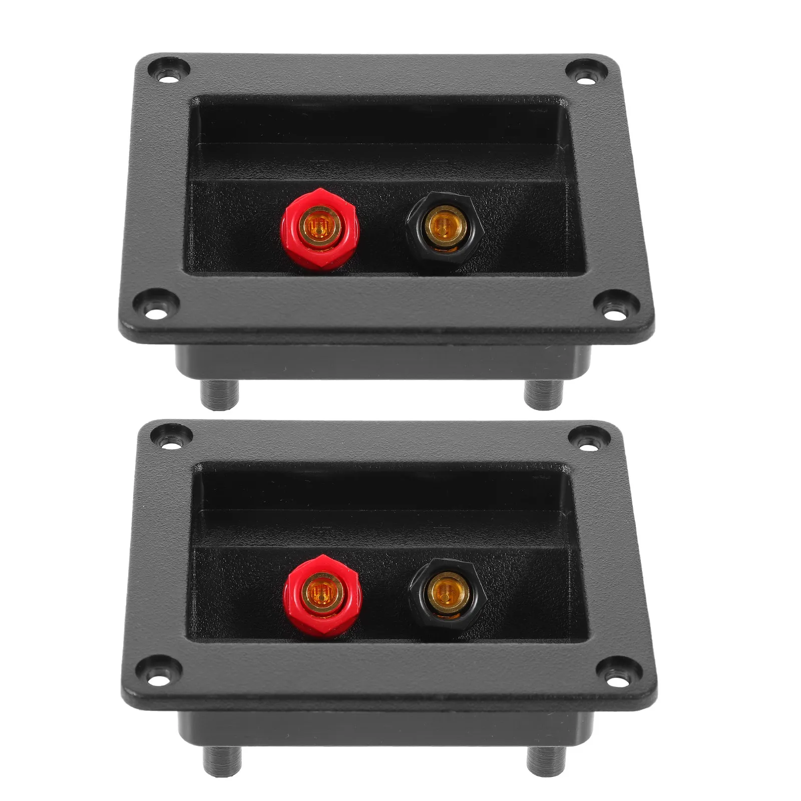 2Pcs Black Speaker Terminal Plate ABS Copper Sturdy Subwoofer Terminal Cup Double Binding Post for Speaker Box Audio Stage