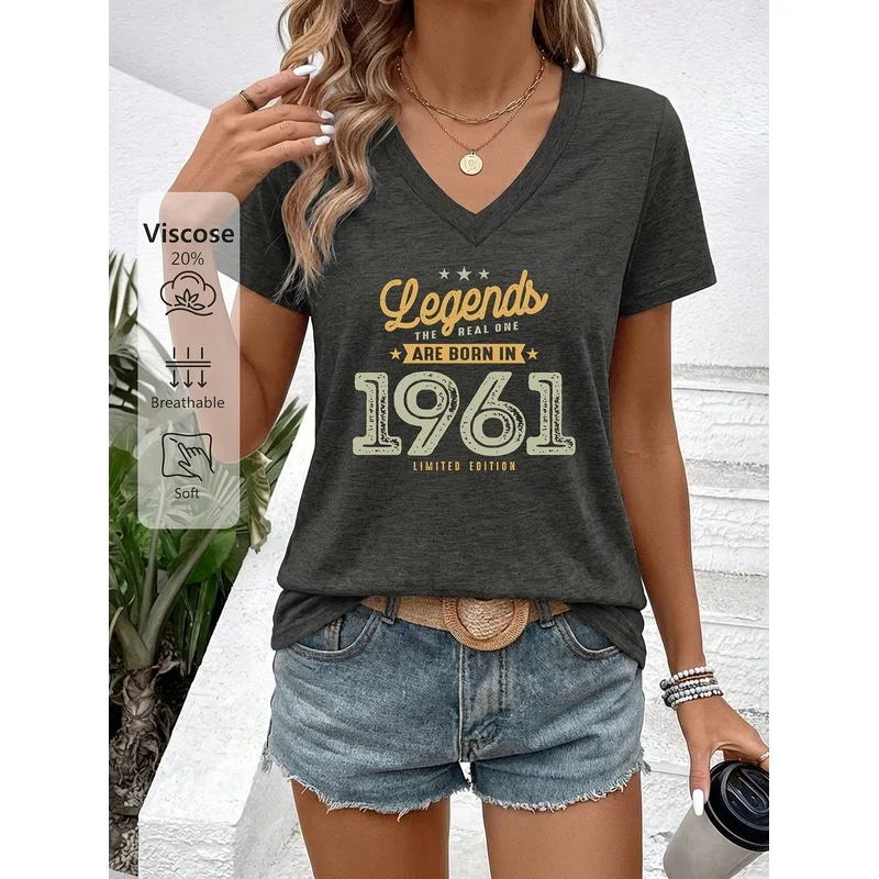 Women's Summer V-Neck Short Sleeve T-Shirt 