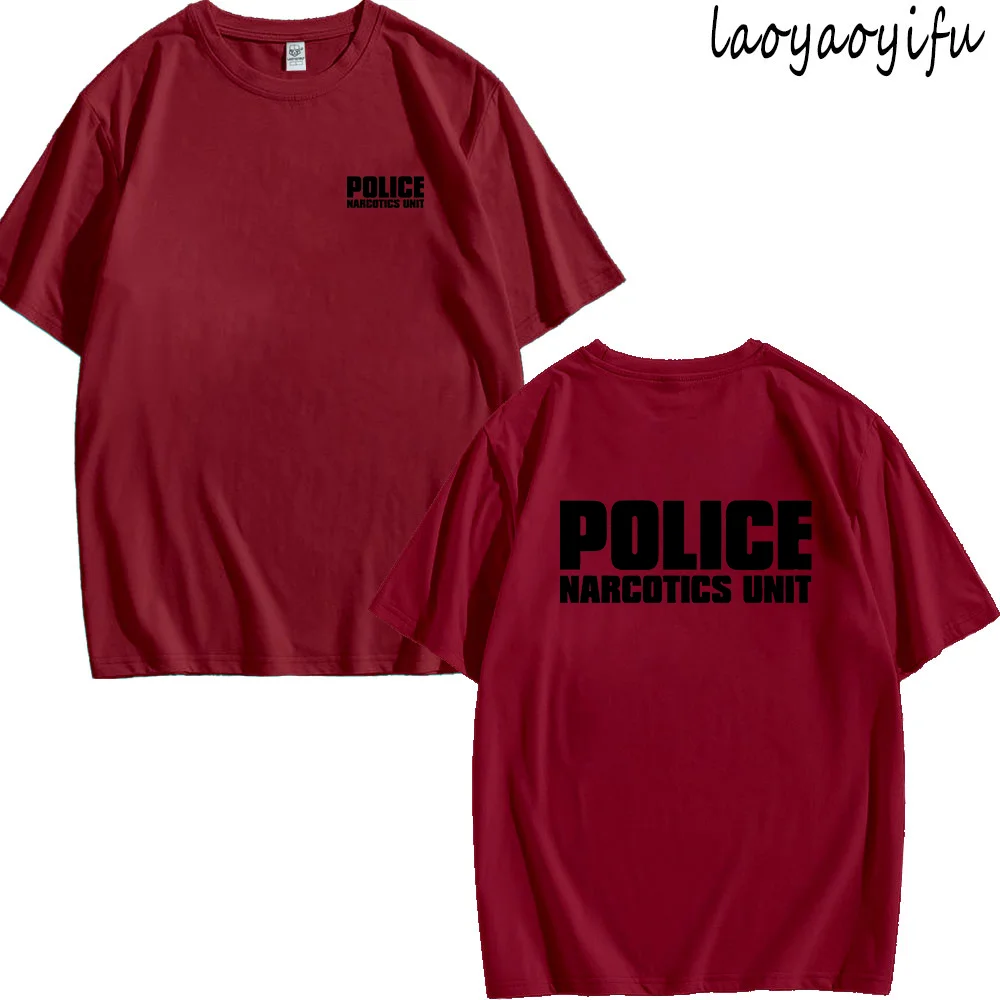 Vintage T Shirt Police-Narcotics Unit Print T-shirt Tops Letters Graphic T Shirts Men T Shirt Women Clothes Unisex Cotton Tee