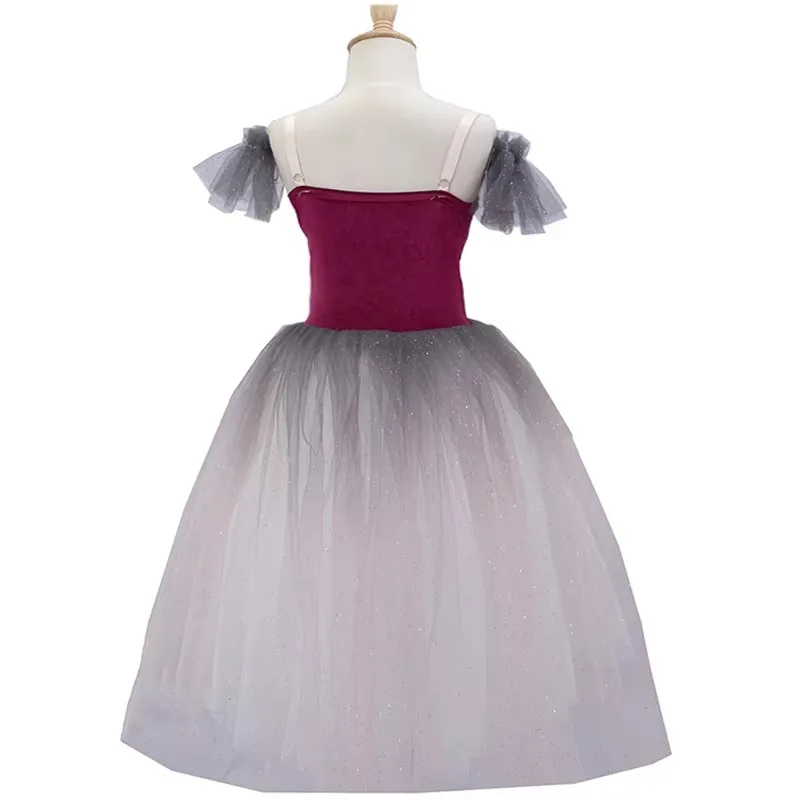 Abbigliamento da ballo per bambini Tutù di fiori con paillettes Abito da balletto per ragazza Abito da tutu di danza moderna Abito da principessa per balletto per ragazze