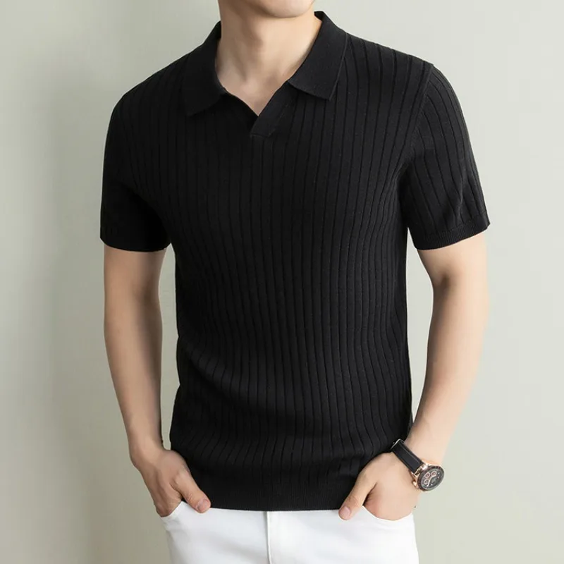 Linen Men's Polo Shirts Classic Old Money Style Short Sleeve T Shirt Soft Comfort Daily