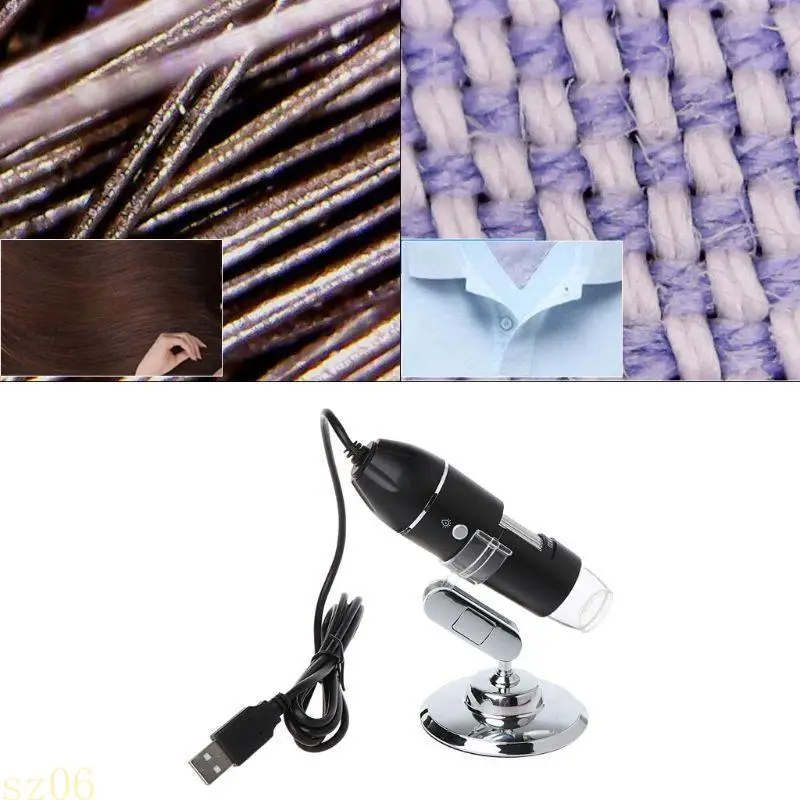 

Q2Q4 1000X USB Digital Microscope Camera Endoscope 8 LED Magnifier with Metal Stand
