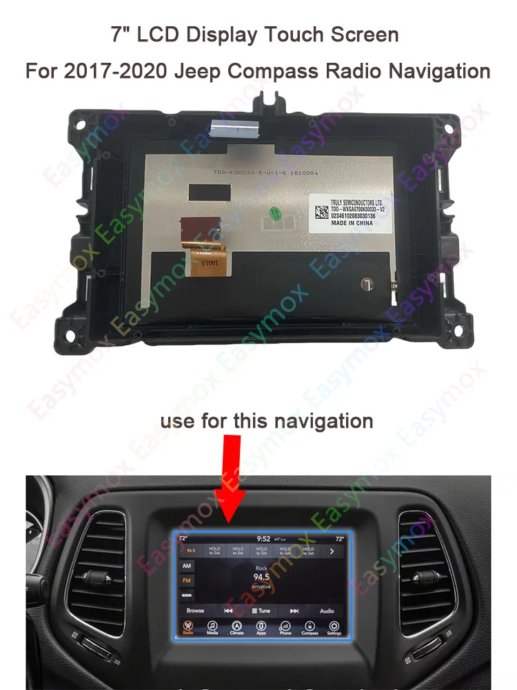 

7" LCD Display Touch Screen For 2017-2020 Jeep Compass Radio Navigation Replace