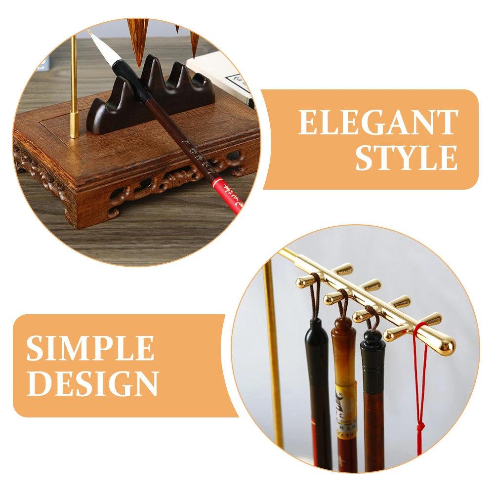 

Chicken Wing Wood Pen Hanging Rack Ink Brush St Calligraphy Pen Holder Desktop ganizer Black Beech Wood 5 Finger Mountain Style