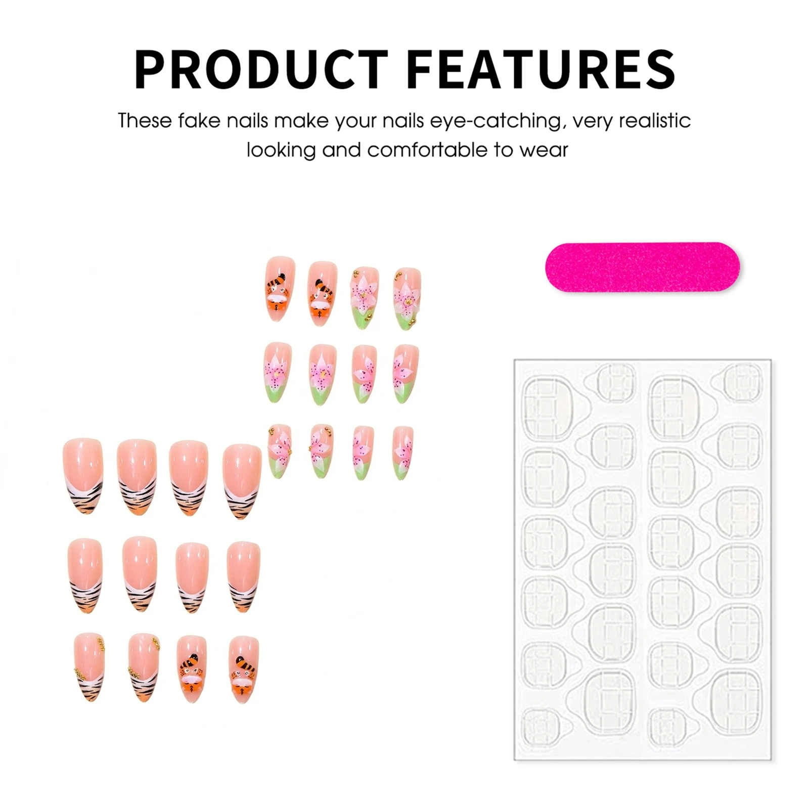 24 peças de unhas postiças de - Resin Art Flowers avaliação e preço