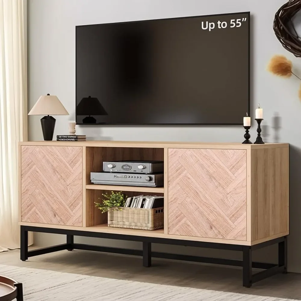 Entertainment Cabinet Media Console  a Natural Oak Wood Finish for Living Room or Media Room Oak/Black Freight Free Tv Stand