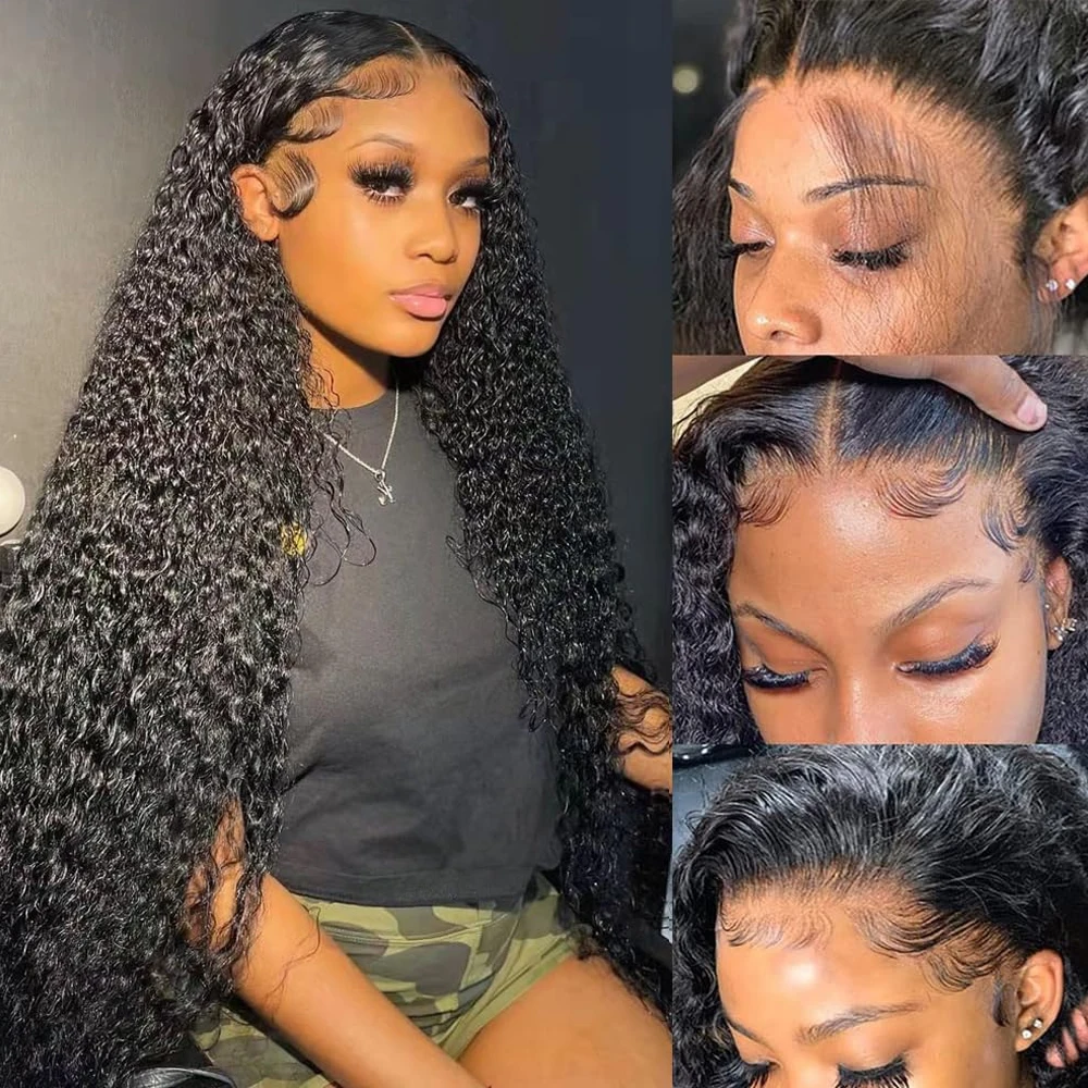 

Deep Wave 13x4 Lace Front Human Hair Wigs Brazilian Curly Frontal Wig HD Transparent Lace Frontal Human Hair Wigs for Women