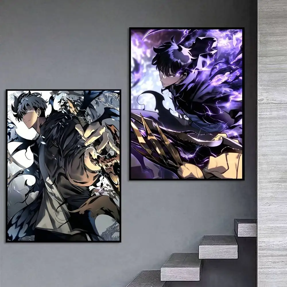 Solo Anime J-Jin-WooS Sung-s Poster Self-adhesive Art Waterproof Paper Sticker Coffee House Bar Room