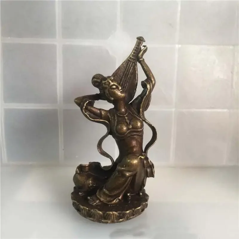Tibet Buddhism Brass Saraswati Fairy of Wonderful Sound Beauty Belle Statue