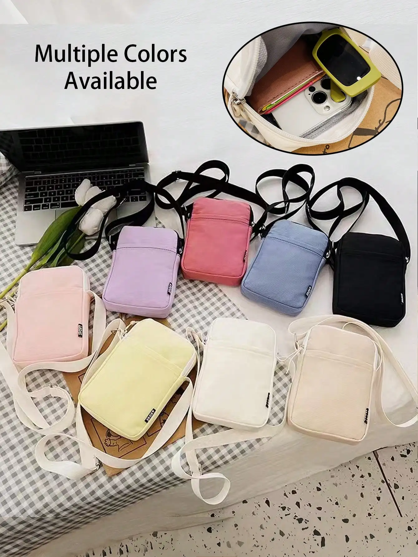 

Zipper Crossbody Bag Available In Multiple Colors: Minimalist Solid Color Phone Pouch For Casual Daily Use; Personalized Nylon Crossbody Phone Bag; Women's Travel Shoulder Bag; Perfect Holiday Gift For Halloween, Christmas, And Thanksgiving