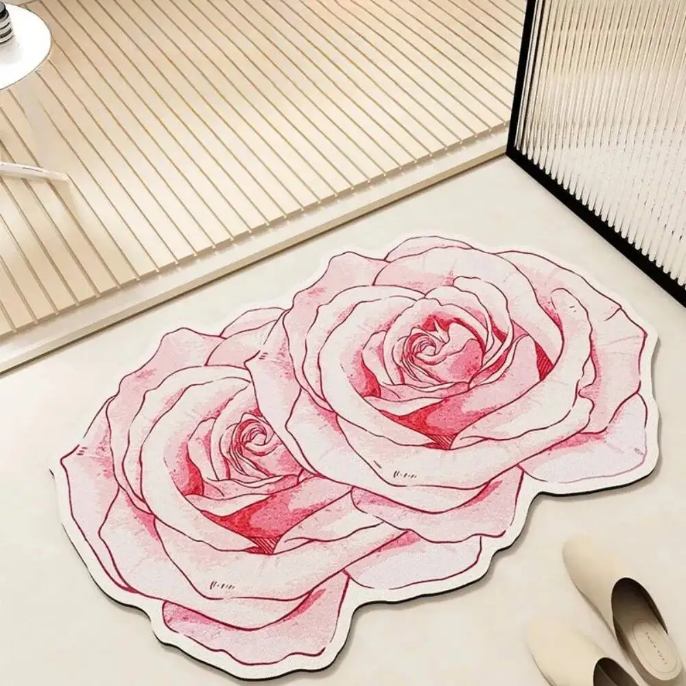 

VIKAMA Irregular Flower Shape Entryway Doormat Water Absorbing Quick Drying Slip Stain Resistant Room Home Decor