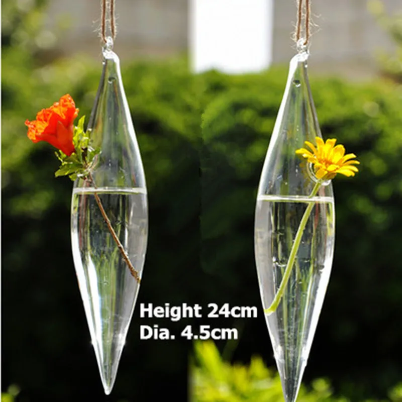 

Free Shipping 8pcs/pack 4.5*24cm Cone Shaped Transparent Glass Terrarium Vase Home Decoration Wedding Party Prop Hanger Gift