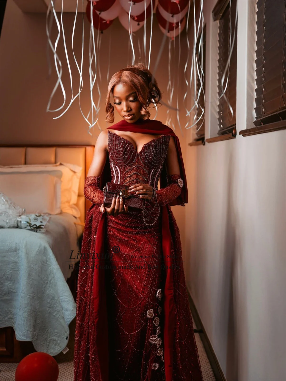 Aso Ebi Mermaid Prom Dress With Sparkly Diamond Crystal Birthday Evening Party Gown Black Girls Long Robe De Soiree Customized