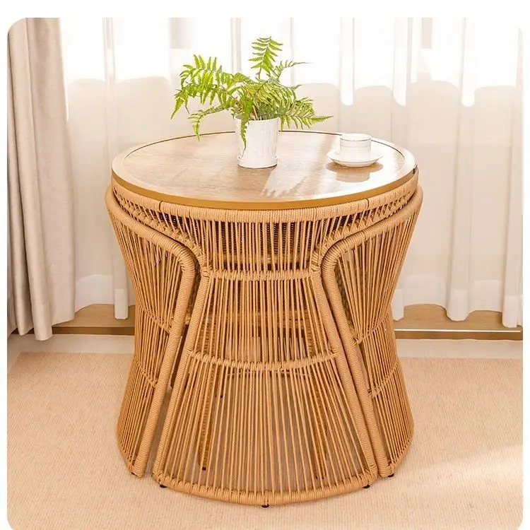 Balcony leisure tables and chairs, courtyard rattan chairs three-piece combination, balcony one table and two chairs full