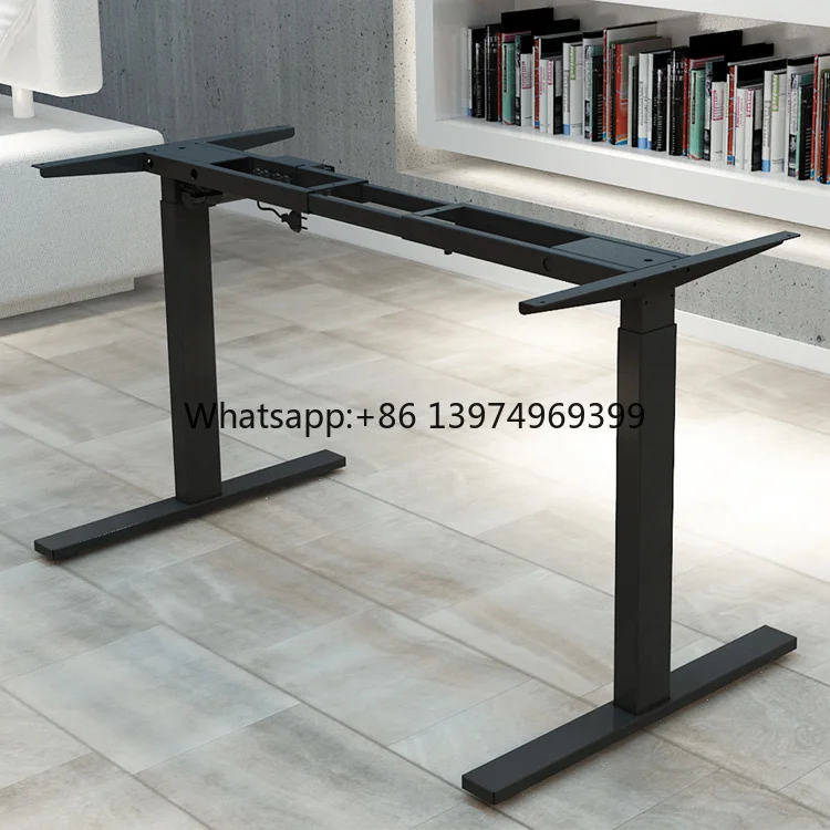 Metal Office Motorized Steel Metal Table Leg Adjustable Electric Desk Frame Black