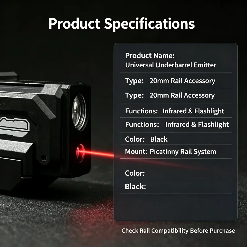 Universal 20mm Rail Mini Flashlight White Light Red Laser Easy Operate Hobby Leisure Model Practice Light Gear
