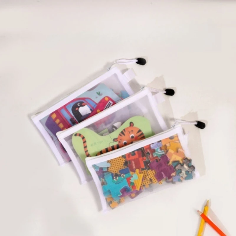 8 قطع أكياس شبكية بسحاب A4/A5/A6 أكياس شبكية بسحاب، حقائب سفر شفافة مقاومة للماء، أكياس مستندات للوازم المكتبية مع سحاب #3