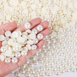 4/6/8/10/12/14mm White Cream Half Pearl Beads DIY Imitation Garment Beads Pearl ABS Half Round Beads Craft Scrapbook Beads