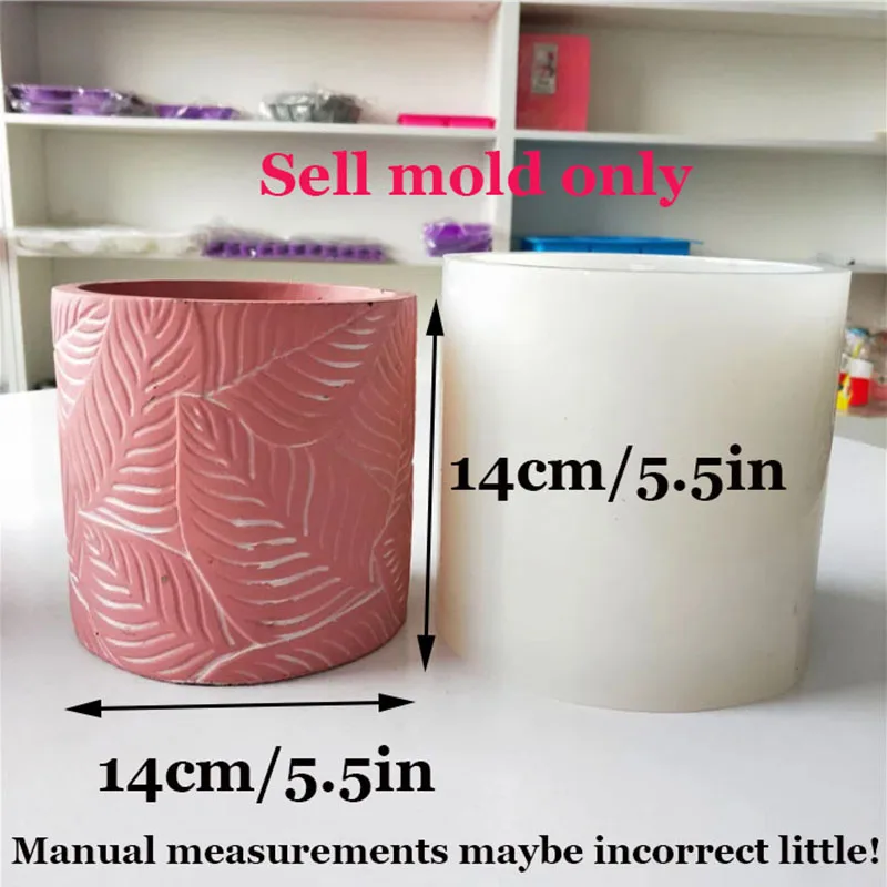 Large Silicone Molds for Pots Novelties 2024 Home Garden Planters Gypsum Molds Leaf Pattern Cement Flower Pot Concrete Moulds