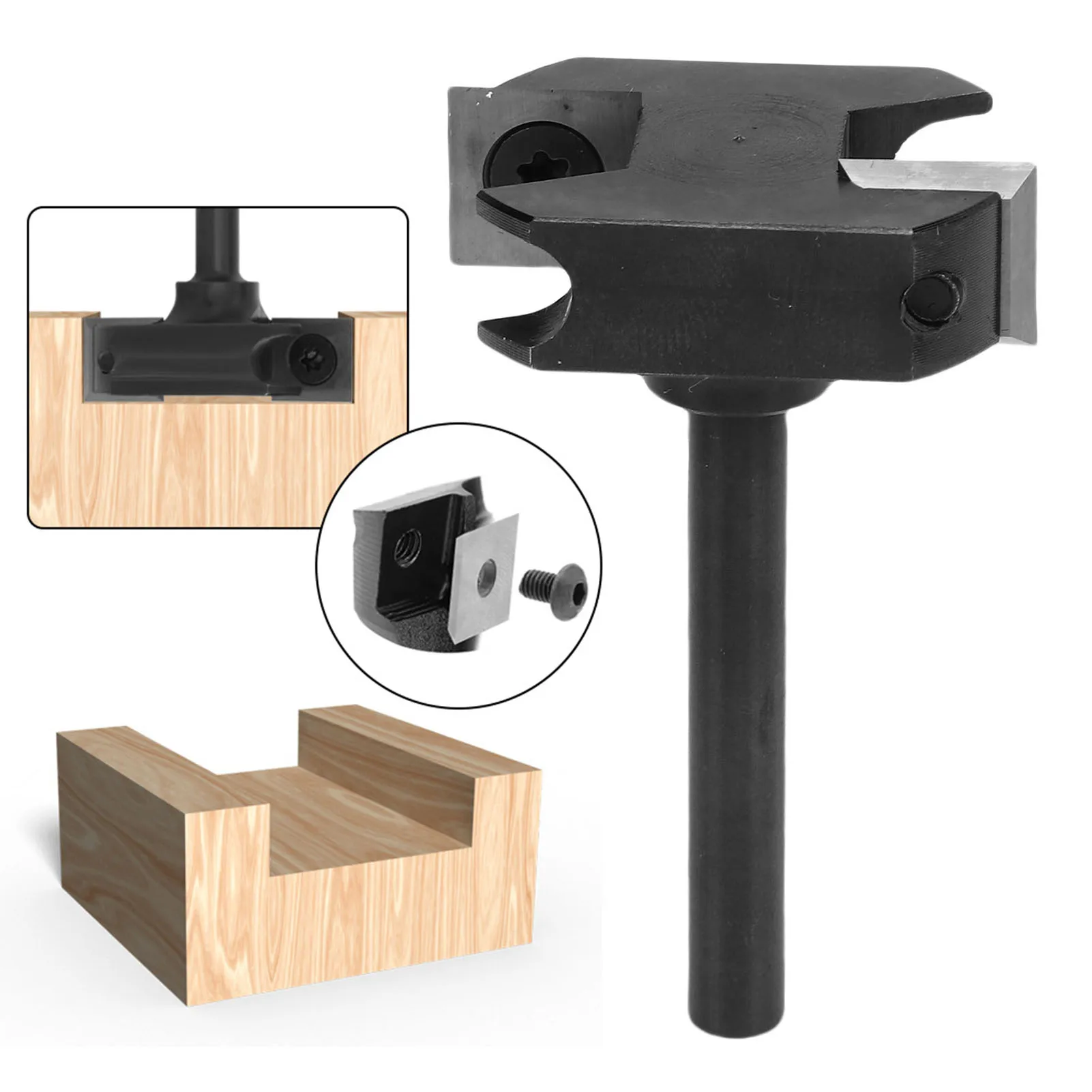 

CNC Spoilboard Surfacing Router Bit 1/4in Round Shank 1-1/8in Cutting Dia 2 Flute Slab Flattening Carbide Insert for Milling