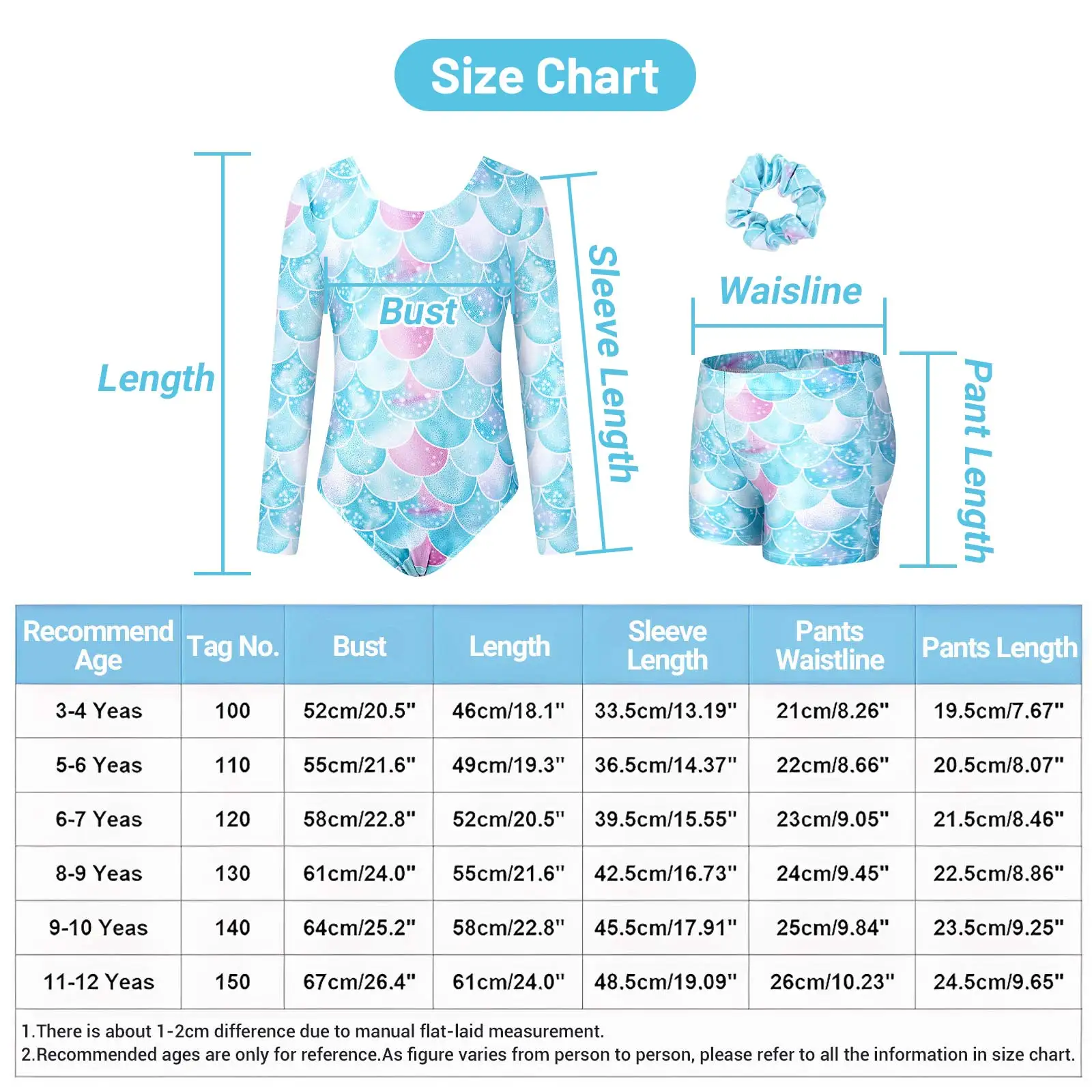 Girls Dance Ballet Leotard With Body Shorts Hair Band Long Sleeve Workout Outfits Bodysuit Gymnastics Clothes for Girls