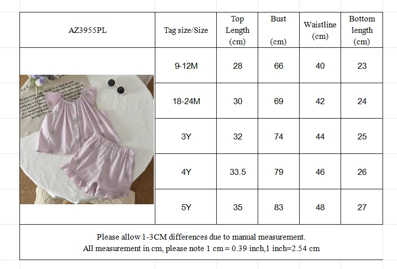 Sommermode-Set für Mädchen, Kinder-Blumendruck, fliegende Ärmel, Top + Shorts, zweiteiliges, süßes, erfrischendes Set für kleine Mädchen – Detail 1