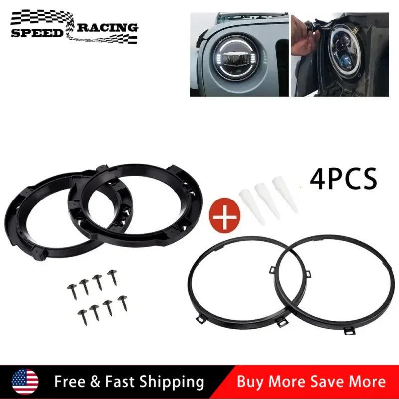 

7-дюймовый круглый монтажный кольцевой кронштейн для передней фары с металлическими кольцами для фар для Jeep Wrangler JK 2007-2017 гг., черный