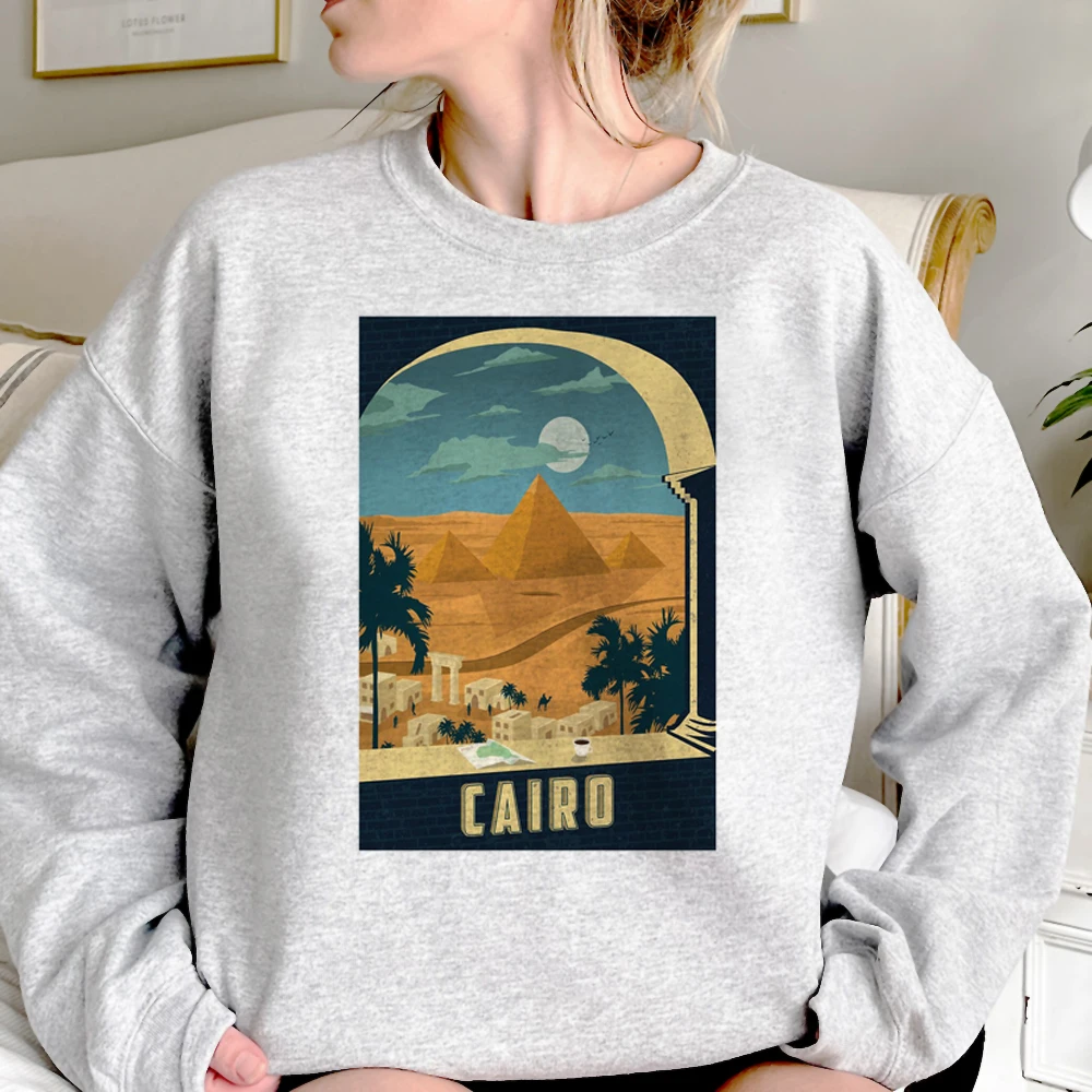 Sudaderas con capucha de Egipto para mujer, top de manga larga de lana, sudaderas góticas de los años 90, ropa de lana para mujer