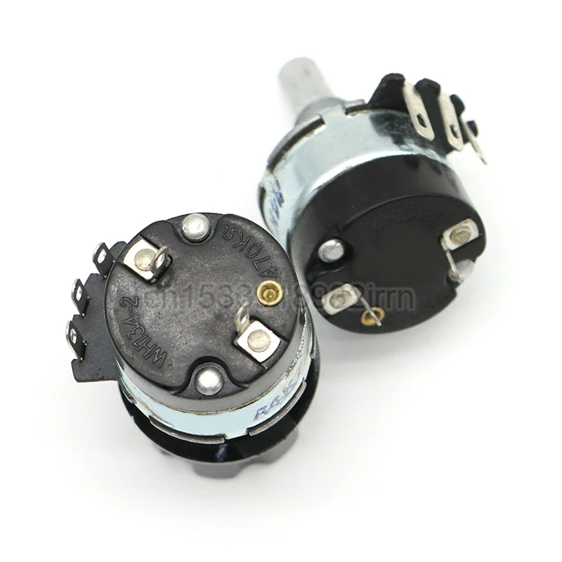 2Pcs WH134-2 Carbon Film Potentiometer With Switch 4K7 10K 22K47K 100K 470K 1M 2W