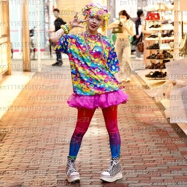 Rainbow Colorful Candy Series Limited Edition T-shirt All-over Print Oversized Top Girls Y2K Daily Street Style for Kids/Adults - view 4