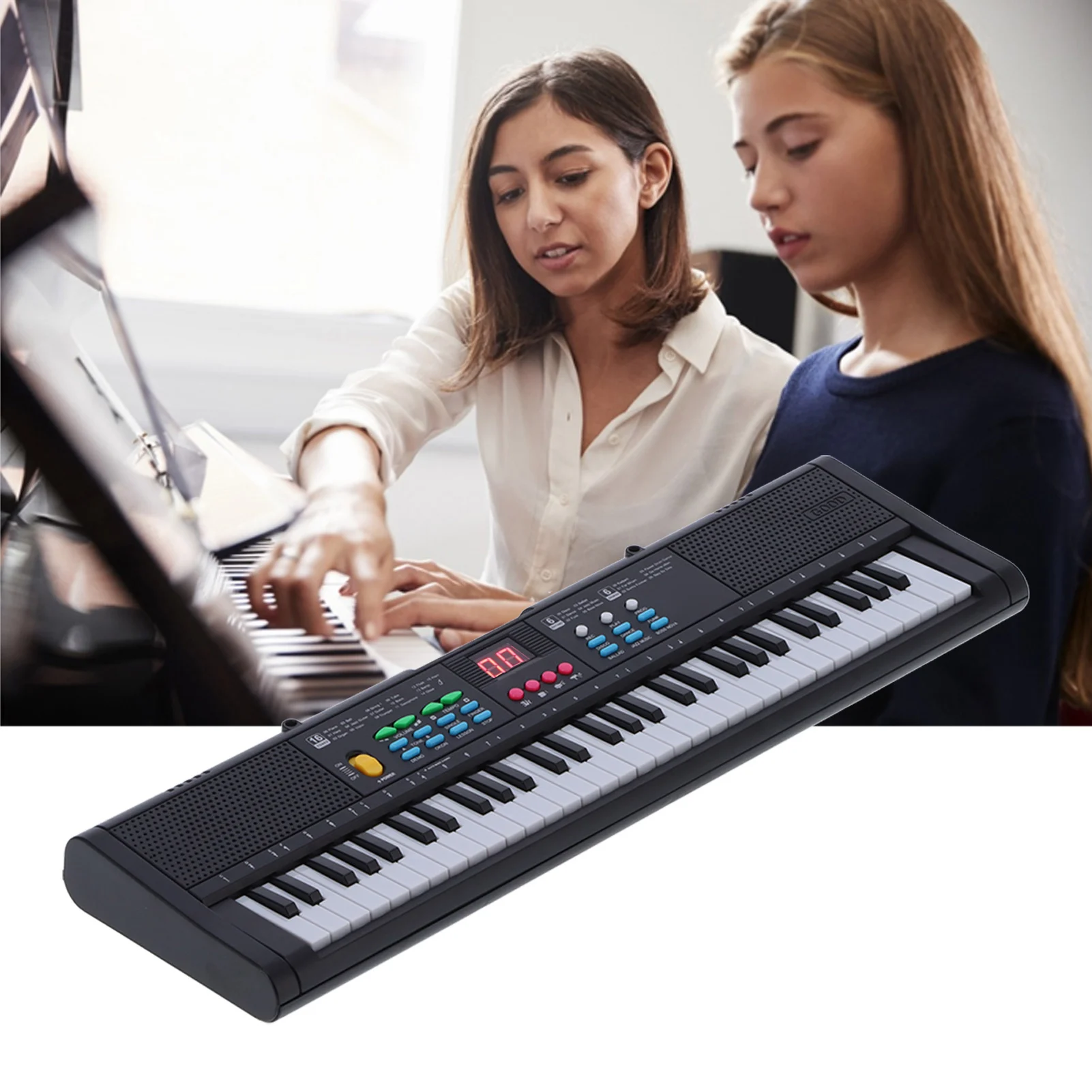 Keyboard Piano Instrument 61 Keys Electric Digital Multifunctional with Microphone MQ6186