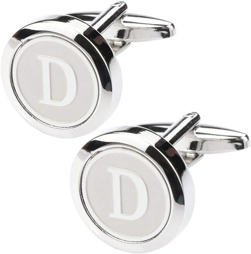 

Personality Mens Classic Stainless Steel Initial Cufflinks 26 Alphabet Initial Letter Cufflinks Business Wedding Shirts A-Z Gift