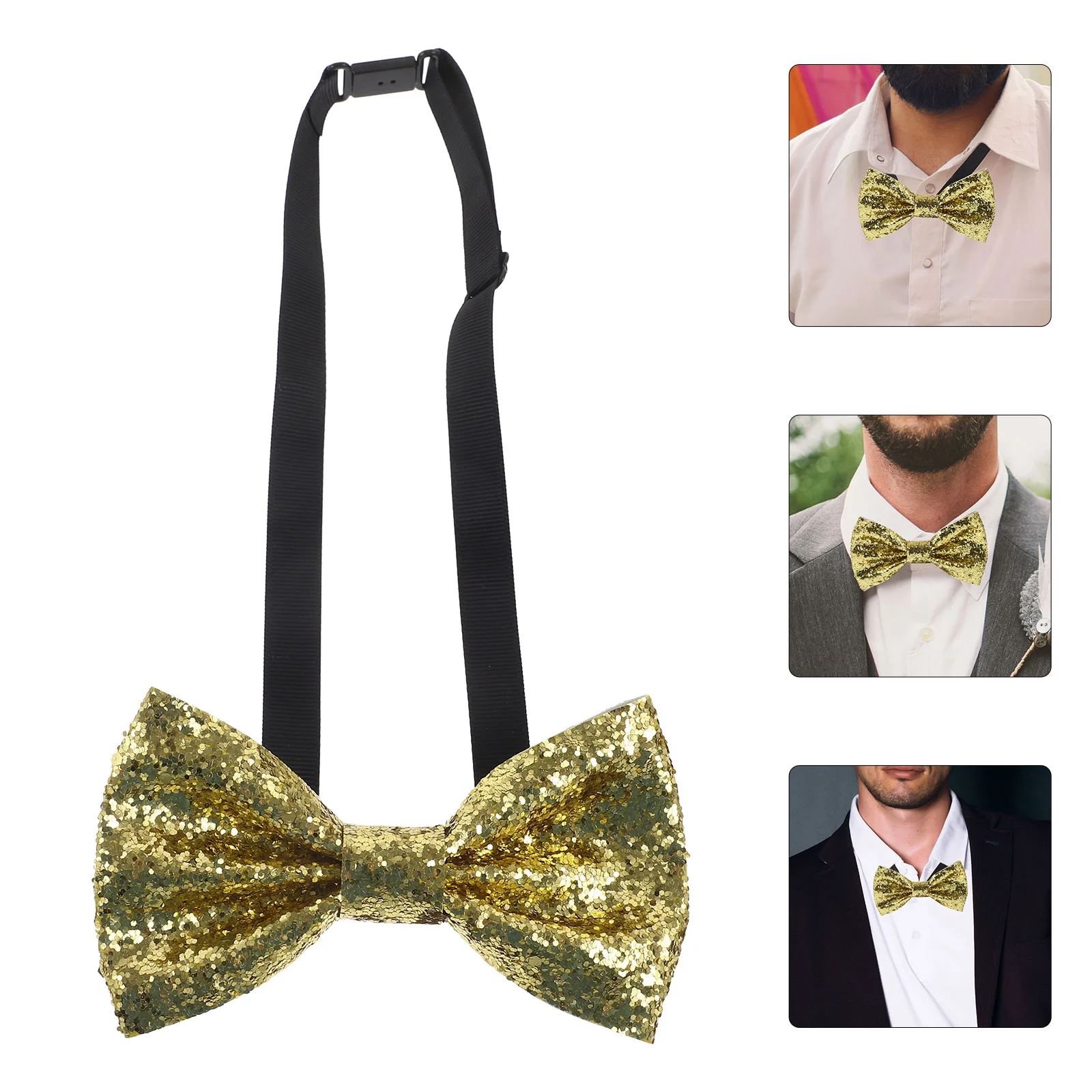 2pcs Adult Tie Pre Tied Bowties Men Pre Tied PU Glitter Adjustable Banquet Party Performance Elegant Groom Tuxedo Mens