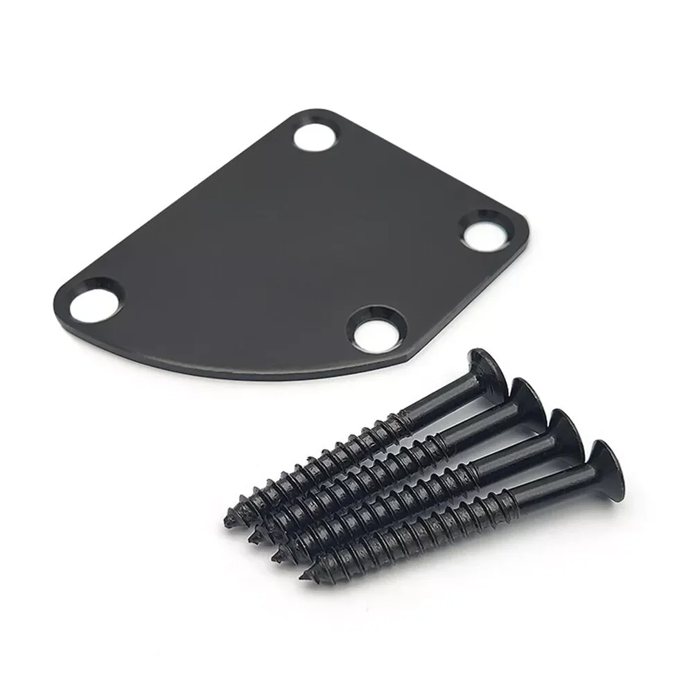 Electric Guitar Neck Plate Curved Cutaway Semi Round Asymmetry Neck Joint Metal Back Mounting Plate 4 Holes with Screws