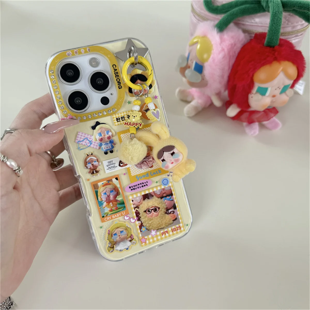 Kawaii Cartoon Mädchen Handyhülle für iPhone 15 Pro 16 14 Pro Max 16 Pro Abdeckung mit Anhänger stoßfest niedliche Hüllen Funda