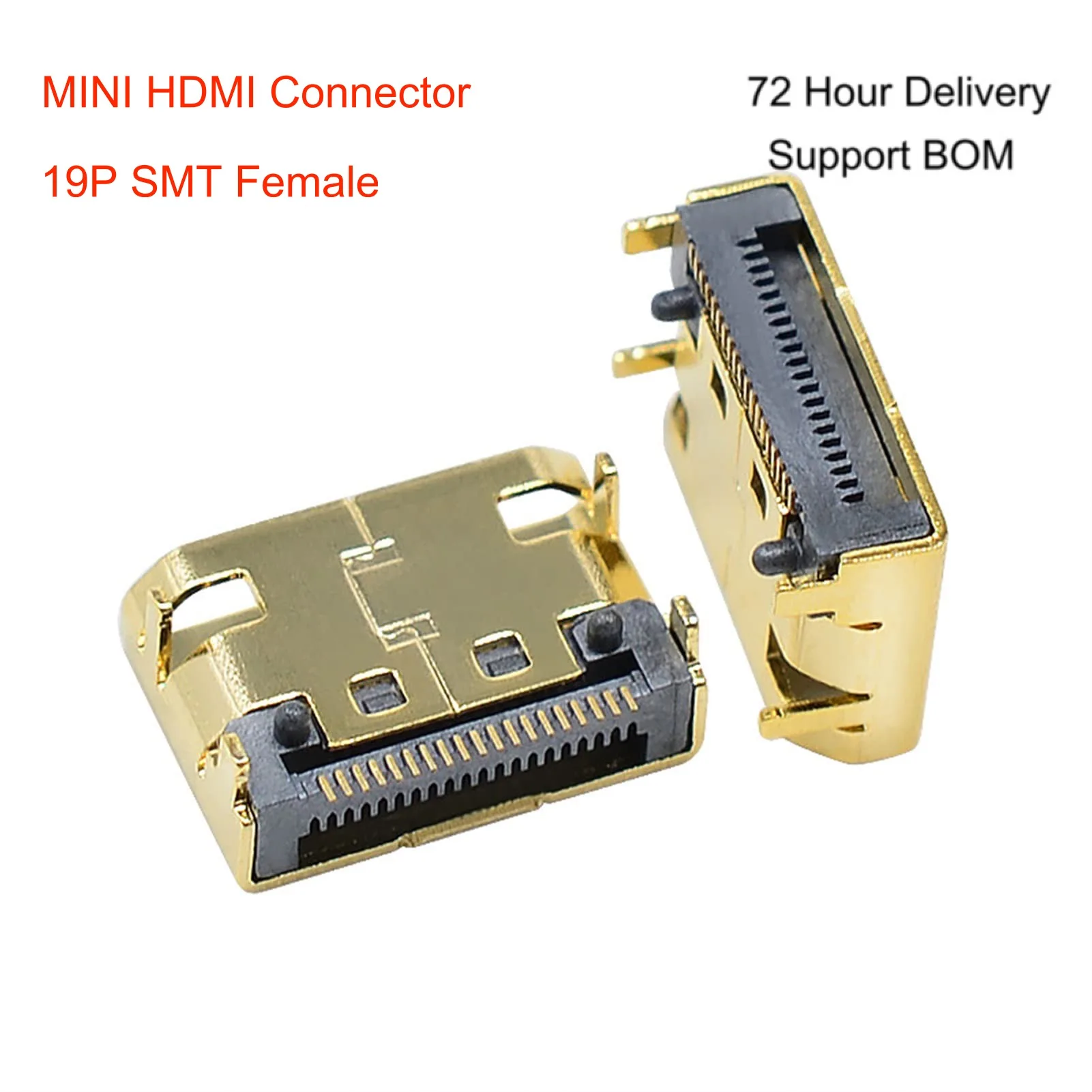 HDMI 19P موصل صغير HDMI أنثى مطلية بالذهب 19 دبوس لحام موصلات الأسلاك SMT المقبس