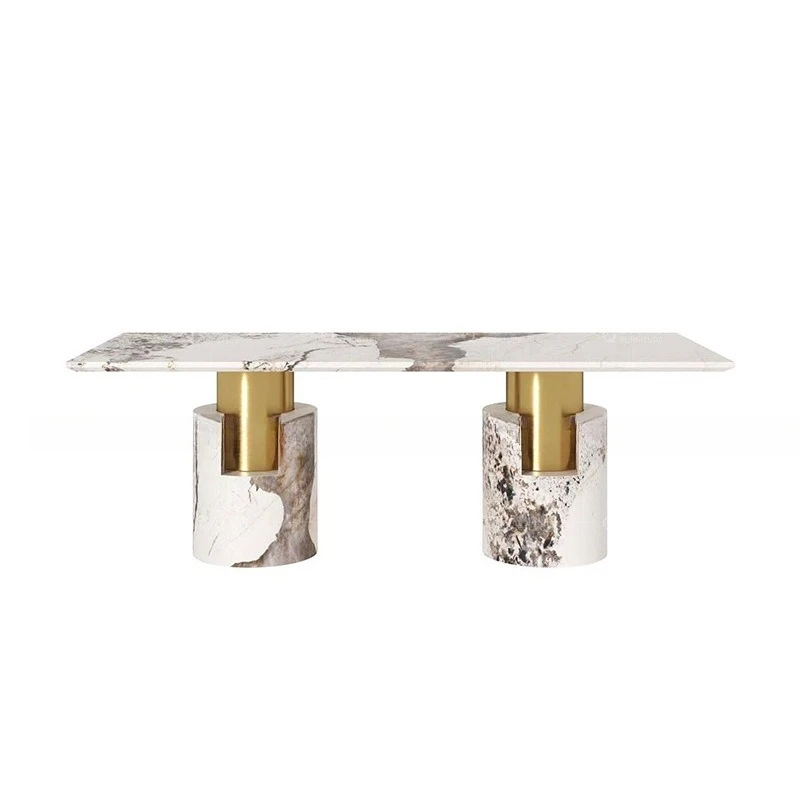 

Light luxury marble dining table, high-end luxury restaurant 10 people dining table, high-end dining table and chair set